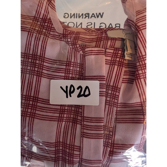 Joie Nepal Red Plaid Windowpane Sheer Blouse French Girl Cottage Chic Size Small - Picture 8 of 8